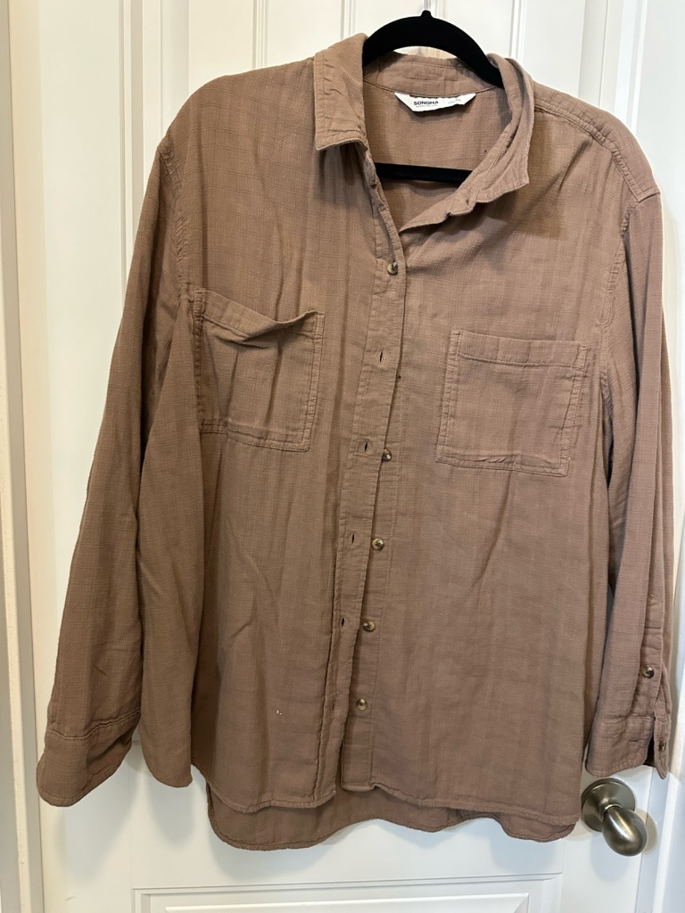 Sonoma Button-Front Shirt in Mauve Taupe